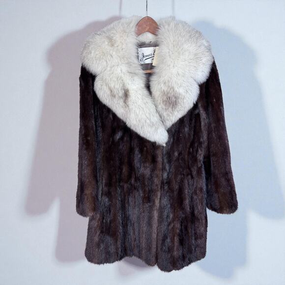 Vintage 1970s Jonas Bros Denver Mink and Fox Fur Coat Women's Medium Fluffy - Picture 1 of 7